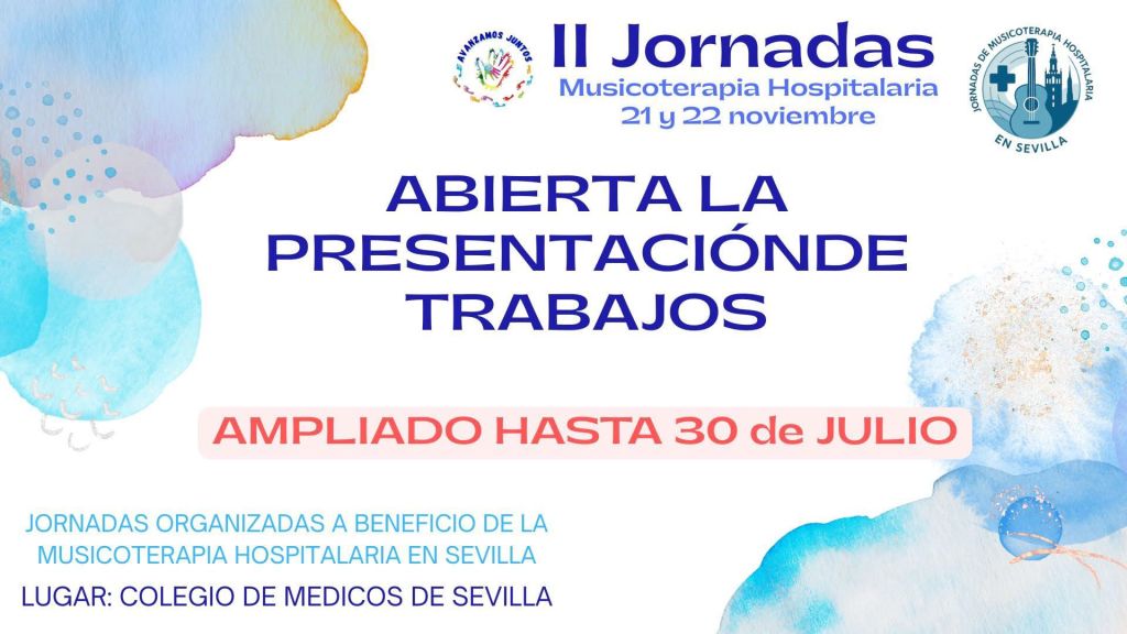 Ampliación del plazo de envío de trabajos a Las II Jornadas de Musicoterapia&nbsp;Hospitalaria.